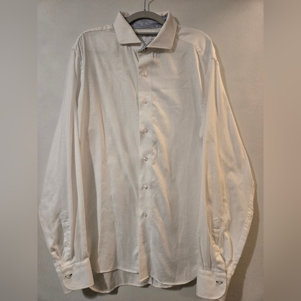 Lorenzo UOMO The Perfect Fashion Shirt White Size 17 Trim Fit 36/37